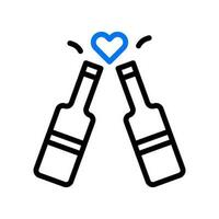 Wine love icon duocolor blue black style valentine illustration symbol perfect. vector