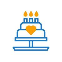 Cake icon duotone blue orang colour mother day symbol illustration. vector