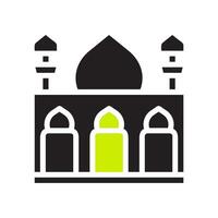 Mosque icon solid black green colour ramadan symbol illustration perfect. vector