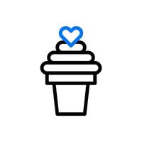 Ice cream love icon duocolor blue black style valentine illustration symbol perfect. vector