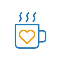 Cup love icon duocolor blue orange style valentine illustration symbol perfect. vector