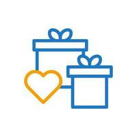 Gift love icon duocolor blue orange style valentine illustration symbol perfect. vector