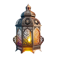 Ramadan lantaarn 3d gouden Ramadhan kareem Islamitisch lamp vrij PNG generatief ai