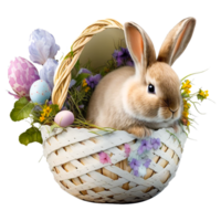 acquerello arte di coniglio e Pasqua uova su erba nel prato gratuito png generativo ai