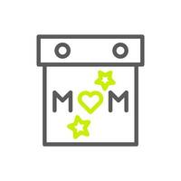 Calendar mom icon duocolor green grey colour mother day symbol illustration. vector