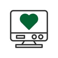 televisión amor icono duotono gris verde estilo enamorado ilustración símbolo Perfecto. vector