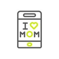 Phone mom icon duocolor green grey colour mother day symbol illustration. vector