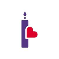 Candle love icon solid duocolor red purple style valentine illustration symbol perfect. vector