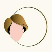 Faceless Girl Character In Circular Frame. vector