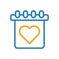 Calendar Love icon duocolor blue orange style valentine illustration symbol perfect. vector