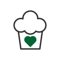 Cake love icon duotone grey green style valentine illustration symbol perfect. vector