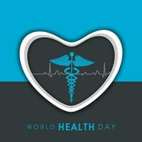 Abstract world heath day concept with medical symbol and stylish text on background. vector