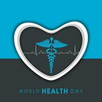 Abstract world heath day concept with medical symbol and stylish text on background. vector