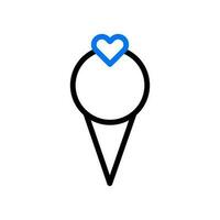 Ice cream love icon duocolor blue black style valentine illustration symbol perfect. vector