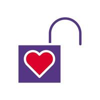 Padlock love icon solid duocolor red purple style valentine illustration symbol perfect. vector