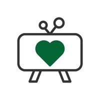 televisión amor icono duotono gris verde estilo enamorado ilustración símbolo Perfecto. vector