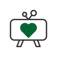 Tv love icon duotone grey green style valentine illustration symbol perfect. vector