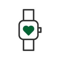 reloj inteligente amor icono duotono verde negro estilo enamorado ilustración símbolo Perfecto. vector