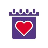 Calendar Love icon solid duocolor red purple style valentine illustration symbol perfect. vector