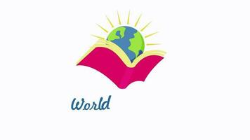Happy World book day and copyright day animation text. Suitable for greeting card and world book day celebrations video