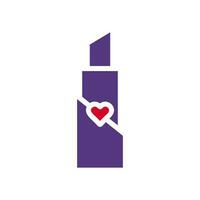 Lipstick love icon solid red purple colour mother day symbol illustration. vector