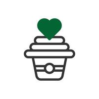 Cake love icon duotone grey green style valentine illustration symbol perfect. vector