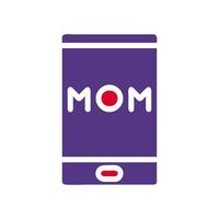 Phone mom icon solid red purple colour mother day symbol illustration. vector