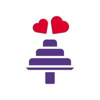 Cake love icon solid duocolor red purple style valentine illustration symbol perfect. vector