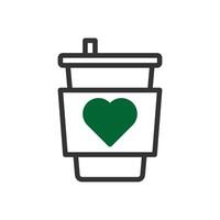 Cup love icon duotone grey green style valentine illustration symbol perfect. vector