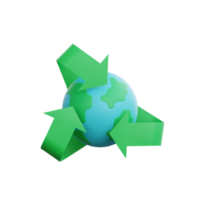 3d rendering earth with recycle icon ecology concept png