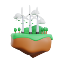 3d representación de un viento turbina ecología concepto png