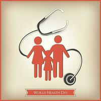 World Heart Day concept, a family holding hands with a stethoscope on background. vector