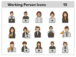 Working Persons Icon Set. vector