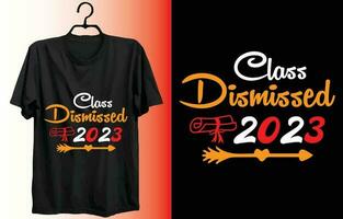 Class Dismissed 2023 my new and unique design for t-shirt, cards, frame artwork, phone cases, bags, mugs, stickers, tumblers, print etc. vector