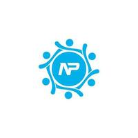 Abstract letter NP logo. This logo icon incorporate with abstract shape in the creative way vector