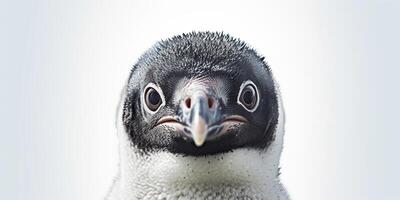 ai generado. ai generativo. foto ilustración de pequeño bebé pingüino linda gracioso rostro. gráfico Arte