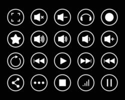 Music Player Icons Vector, Technology Icon Set, Music Interface Outline, Mobile Phone Icon Set, User Interface, Play icon Set Vector Illustration