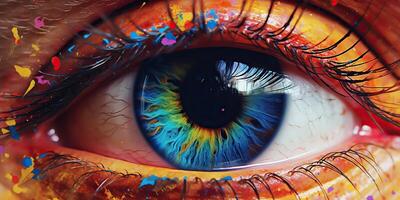 ai generado. ai generativo. foto realista ilustración de humano ojo petróleo dibujar. gráfico Arte