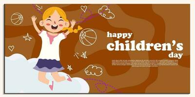 vector flat happy children's day