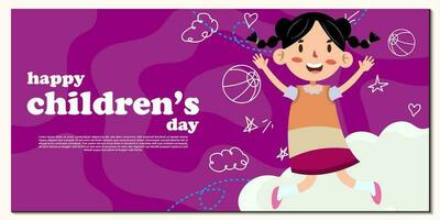 vector flat happy children's day