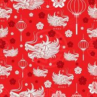 Seamless pattern with Asian elements for happy Chinese new year of the Dragon 2024 vector