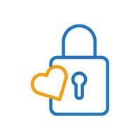 Padlock love icon duocolor blue orange style valentine illustration symbol perfect. vector