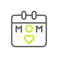 Calendar mom icon duocolor green grey colour mother day symbol illustration. vector