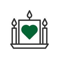 Candle love icon duotone grey green style valentine illustration symbol perfect. vector