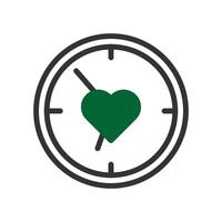 reloj inteligente amor icono duotono verde negro estilo enamorado ilustración símbolo Perfecto. vector