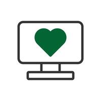 Tv love icon duotone grey green style valentine illustration symbol perfect. vector