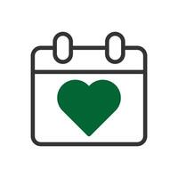 Calendar Love icon duotone grey green style valentine illustration symbol perfect. vector