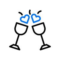 Wine love icon duocolor blue black style valentine illustration symbol perfect. vector