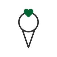 hielo crema amor icono duotono verde negro estilo enamorado ilustración símbolo Perfecto. vector