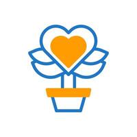 Flower love icon duotone blue orang colour mother day symbol illustration. vector